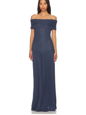 Lioness Navy Pleated Maxi Dress field of dreams